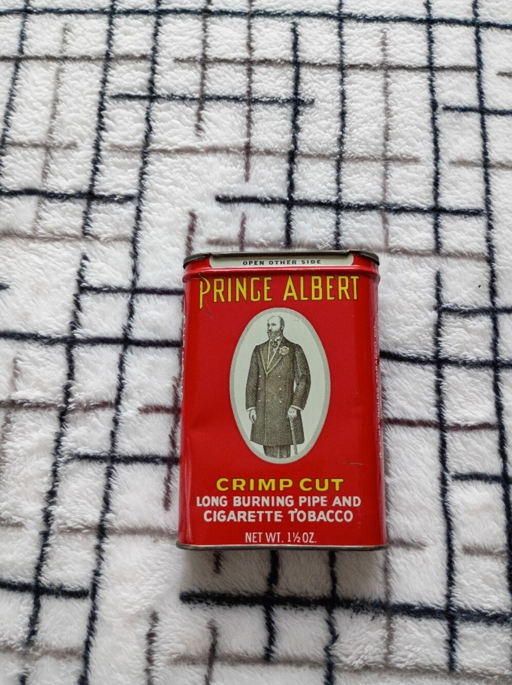 Early 1900s Prince Albert Crimp Cut Long-Burning Pipe Cigarette Tobacco Tin